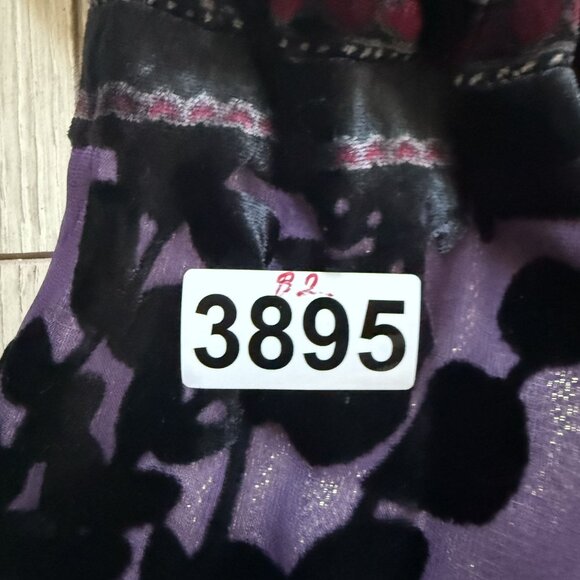 Hale Bob Women's Halter Tank Top Size L Purple Black Silk Blend Tie Neck Smocked - Picture 2 of 7